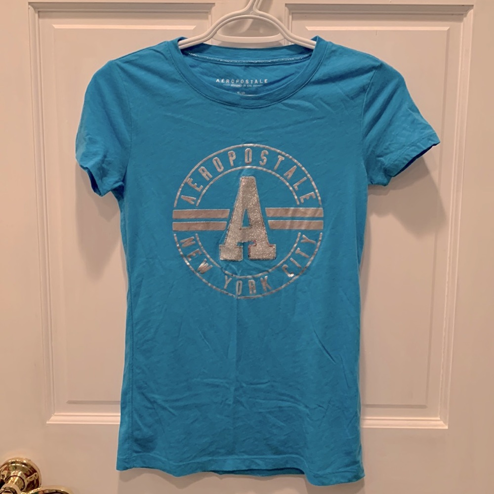 Aeropostale SMALL bright blue graphic tee